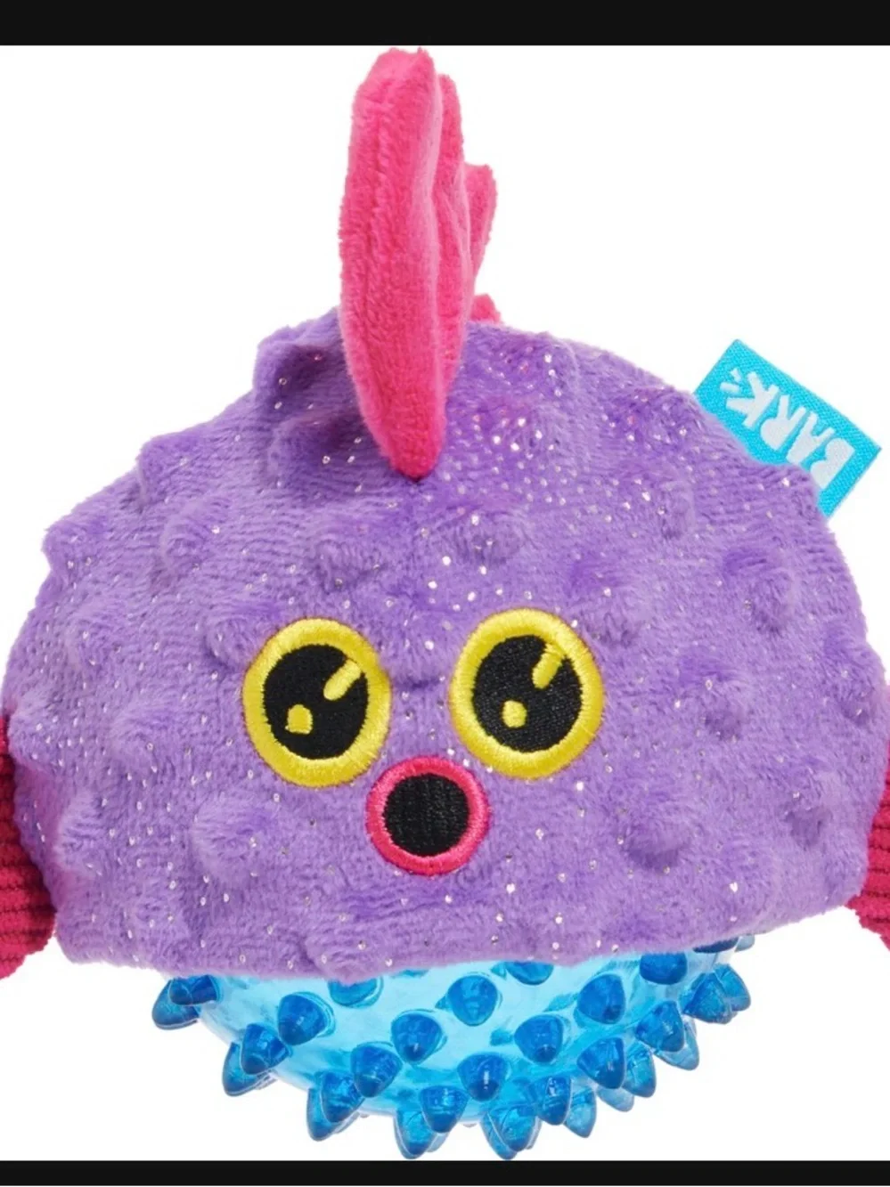 Bark Purple & Magenta Squeeze Spike Blowfish Dog Toy